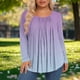 thumbnail image 4 of Mujeres de Manga Larga Tops Casual de Moda Gradiente Impresión Cuello Redondo Plegado Tamaño Superior para Uso Diario Y de Fiesta, 4 of 5