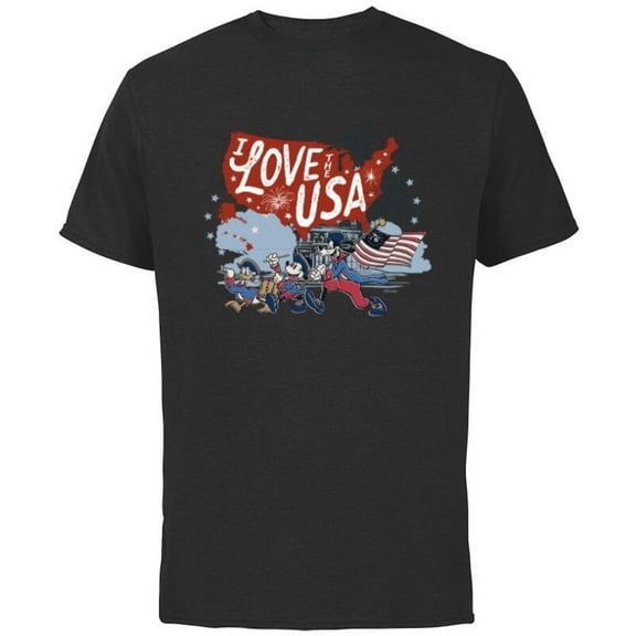 Disney Mickey Mouse & Friends I Love the USA Fourth of July - Short Sleeve Cotton T-Shirt for Adults - Customized-Athletic Heather