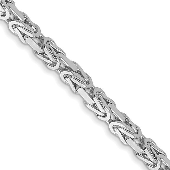 Auriga Fine Jewelry 14K White Gold 2mm Byzantine Chain Necklace 16inch for Women