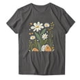 thumbnail image 3 of ITSAME T-Shirt for Womens, Short Sleeve Sunflower Graphic Round Neck Summer Casual Pullover Tops Dark Gray L, 3 of 3