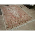 thumbnail image 3 of Ahmedani Linen Jhoomar Mehrab Floral Vase Guldasta Hand Knotted Adult Indoor Home Living Room or Bedroom Rug Wool Silk Carpet (8 x 5)', 3 of 9