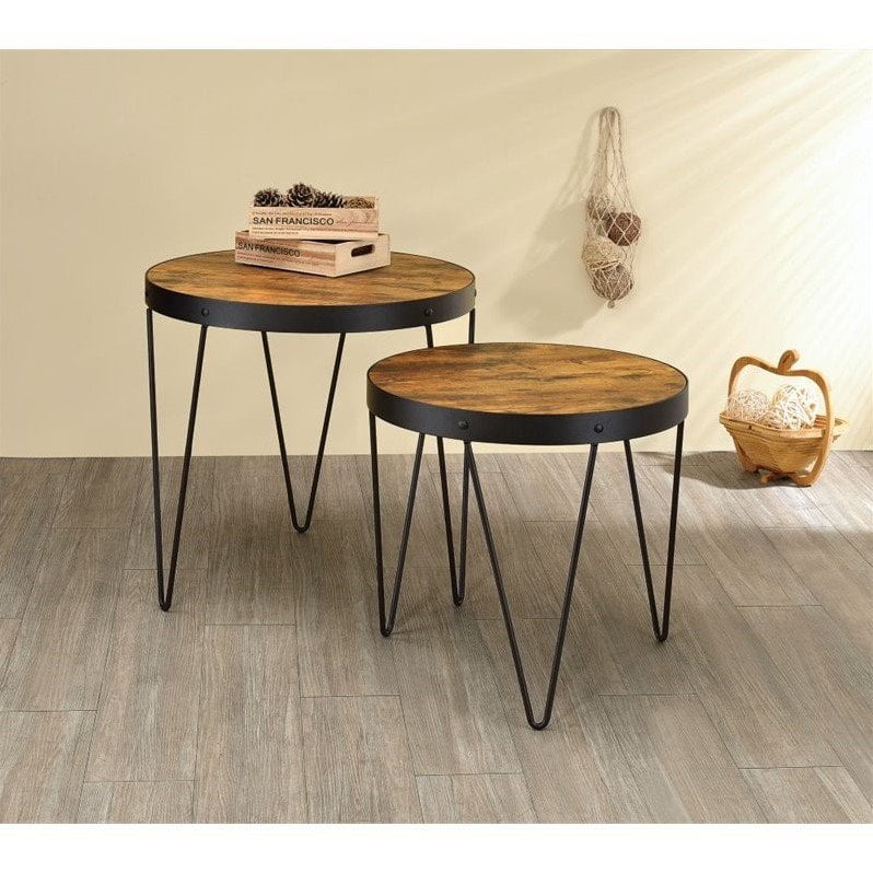 Coaster 2 Piece Round Nesting Tables in Honey Cherry Walmart Canada
