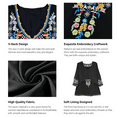 thumbnail image 6 of Higustar Womens Plus Size Tops 3/4 Sleeve V Neck Tunic Shirts Casual Floral Embroidered Loose Summer Fall Blouses Mexican Peasant Cotton Rayon Shirts-054-Black/H-2XL, 6 of 11
