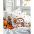 thumbnail image 2 of Decorative Throw Pillow Covers 16x16 Inch Set of 2 White Pumpkin Hedgehog Fall Decor Pillow Cases for Couch, Maple Leaf Cushion Case for Living Room Bedroom Bed Car Chair, 2 of 9