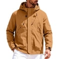 thumbnail image 2 of Husipze Rain Jacket Men Lightweight Waterproof Raincoat Zip Up Windbreaker Athletic Coats with Hood Mens Casual Jacket for Outdoor Sports Gold L, 2 of 6