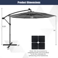 thumbnail image 3 of Gymax 10 Ft Solar LED 40 Lights Offset Umbrella Crank Cross Base Patio Gray, 3 of 10