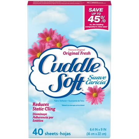 Cuddle Soft Sheets Fabric Softener Original Fresh, 40 Count