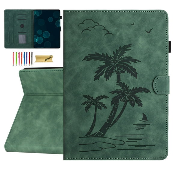 Dteck Case for Lenovo Tab M10 Plus 3rd Gen 2022, Embossed PU Leather Flip Cover with Card Holder for Lenovo Tab M10 Plus 3rd Gen TB-125FU TB-128FU TB-128XU 10.6" 2022 Tablet, Auto Wake/Sleep,Green