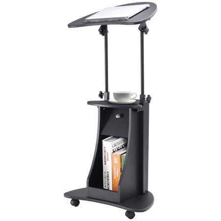 GHP 32"-46" Black Adjustable Height Tilt Top Rolling ...