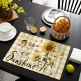 thumbnail image 3 of Sunflower Placemats Set of 6, Yellow Plaid Lattice You Are My Sunshine Placemats for Dining Table, Place Mats for Kitchen Tabletop, Waterproof Wipeable Dining Table Mats Set, 3 of 9