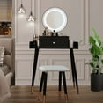 thumbnail image 6 of JanflyHome Vanity Desk, Makeup Vanity Table Set with Stool, Vanity Table with Mirror and Light Power Outlet, Adjustable, Black, 6 of 9
