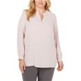 thumbnail image 1 of Anne Klein Blusa tipo túnica con cuello dividido para mujer, rosa, 1X, 1 of 1