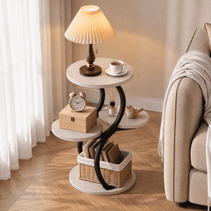 Biemlerfn 4-Tier Round Side Table, White Maple