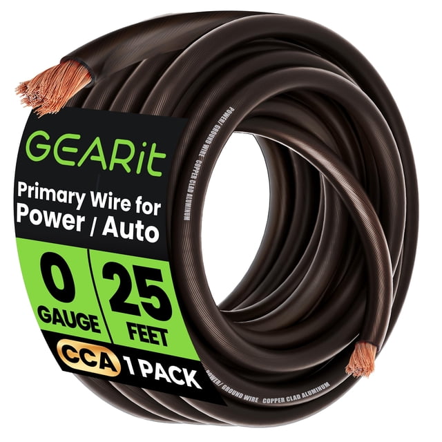 Cable de batería y tierra GEARit 1/0 AWG de 7,6 m CCA