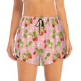 thumbnail image 2 of Balery Strawberry Floral Pantalones cortos deportivos para mujer con forro y dos bolsillos, elásticos, para entrenamiento, gimnasio, yoga-X-Large, 2 of 7