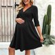 thumbnail image 4 of Neewe Maternity 3/4 Sleeve V Neck Baby Shower Dress Party Tunic Knee Photography Gown for Photoshoot, 4 of 6