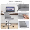 thumbnail image 3 of Modern Linen Fabric Home Office Desk Chair, Mid Back Adjustable Swivel Computer Chair Cute Upholstered Armless Task Chair, Grey, 3 of 9