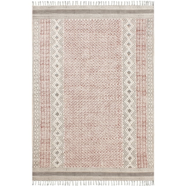 Casavani Tapis de yoga kilim Extérieur pour Salon, Rouge 8x8 Pieds