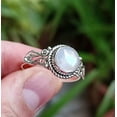thumbnail image 3 of Navya Craft Rainbow Moonstone Round 925 Sterling Silver Handmade Women Statement Ring Size 11.0, 3 of 4