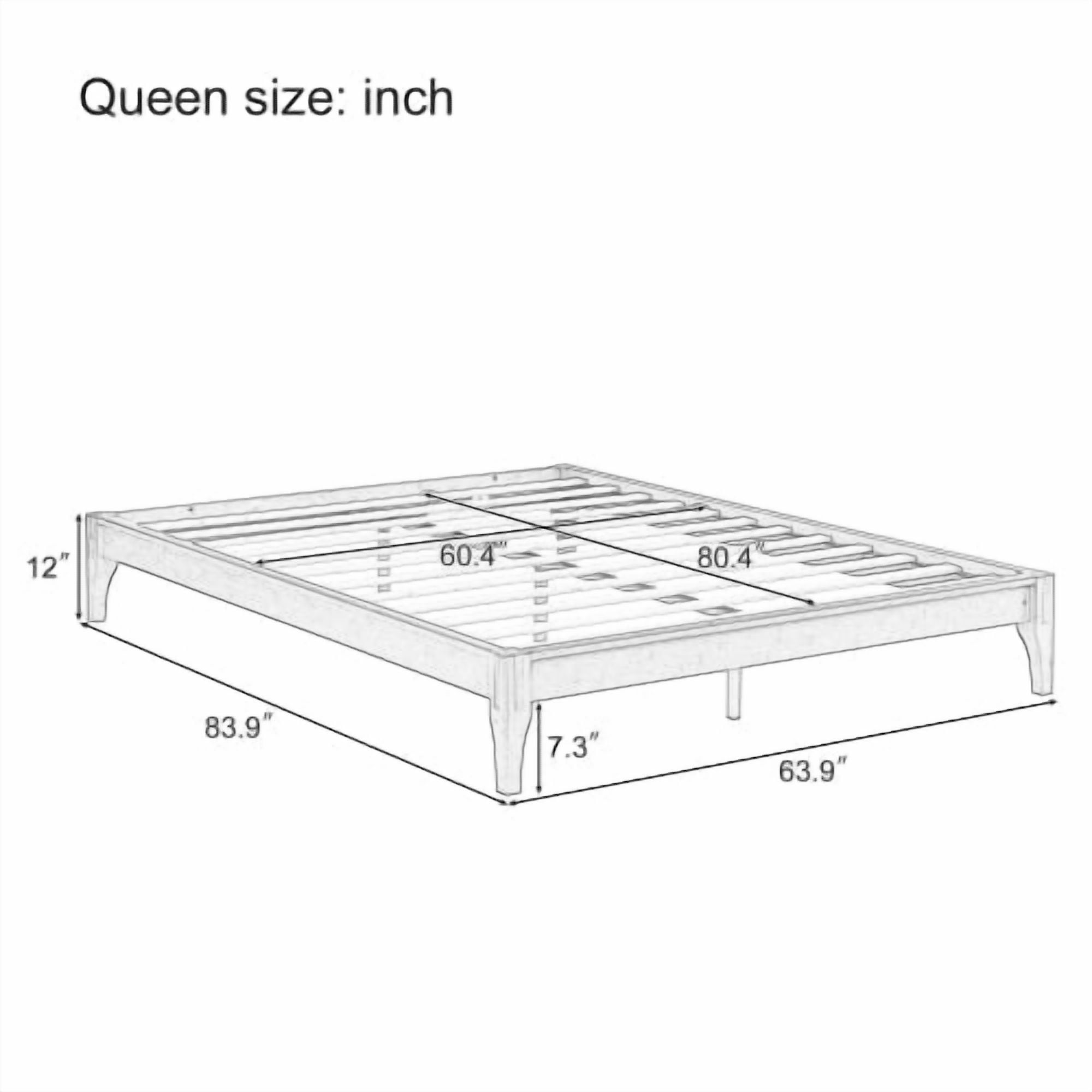 Euroco Dry Bamboo Wood Platform Bed Frame, 12 inch Height Queen Size Bed, Chocolate