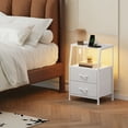 thumbnail image 2 of Eunos White Small Nightstand with Charging Station, 2 Drawer Bedside Table Set of 2 for Bedroom, Living Room, 2 of 8