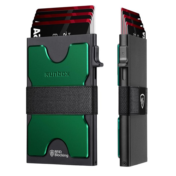 Portatarjetas RUNBOX Bloqueo RFID Cartera Metálica Diseño Delgado