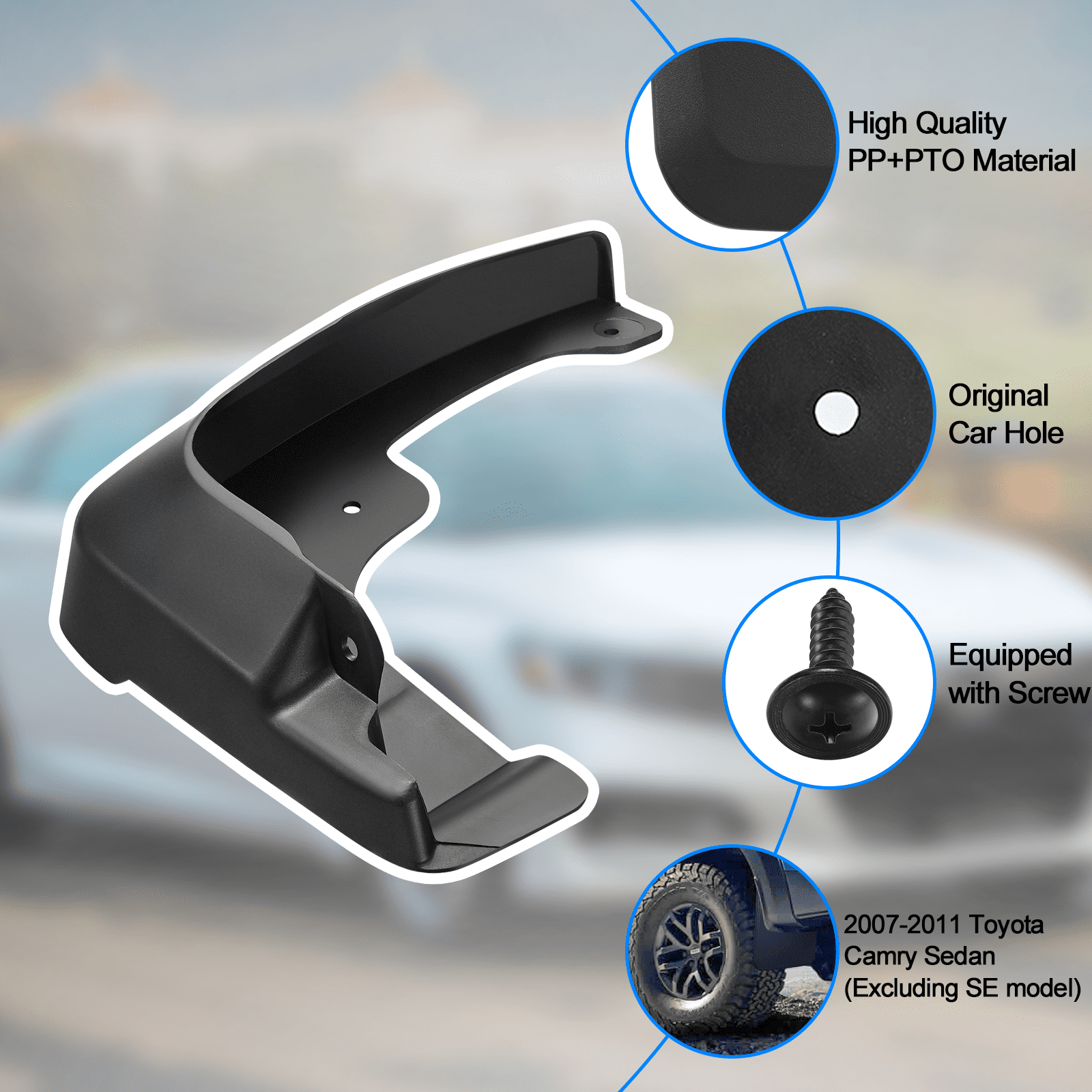 SPEEDWOW Mud Flaps Splash Guards Fit for 2007-2011 Toyota Camry,Front and Rear 4 Piece/Set