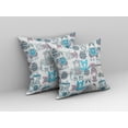 thumbnail image 2 of 18" White Cyan Tribal Indoor Outdoor Zip Throw Pillow, 2 of 4