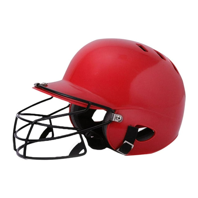 Siruishop Casque de Baseball pour Frapper Respirant avec Masque Facial pour Match Tournoi Sports Rouge