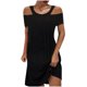 thumbnail image 1 of Vestido suelto de manga corta con hombros descubiertos informal de Color sólido Sexy informal de verano a la moda para mujer Pompotops  ghjkhdj15149, 1 of 5
