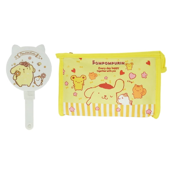 Puddin Sac de Voyage Cosmétique avec Miroir et Peigne, Grande Poche de Maquillage de Capacité avec Fermeture Éclair, PU Voyage Sac Organisateur, Sacs de Rangement Pliables