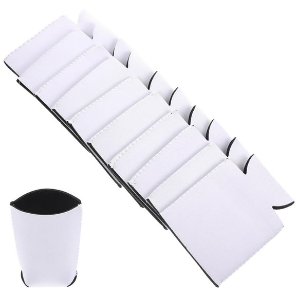 OFFIGAM White Neoprene Beverage Can Covers 10-Pack Reusable Insulated Drink Holders Portable Cooler Sleeves