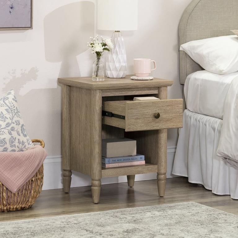 My Texas House Monroe 1 Drawer Nightstand, with USB, Brushed Oak