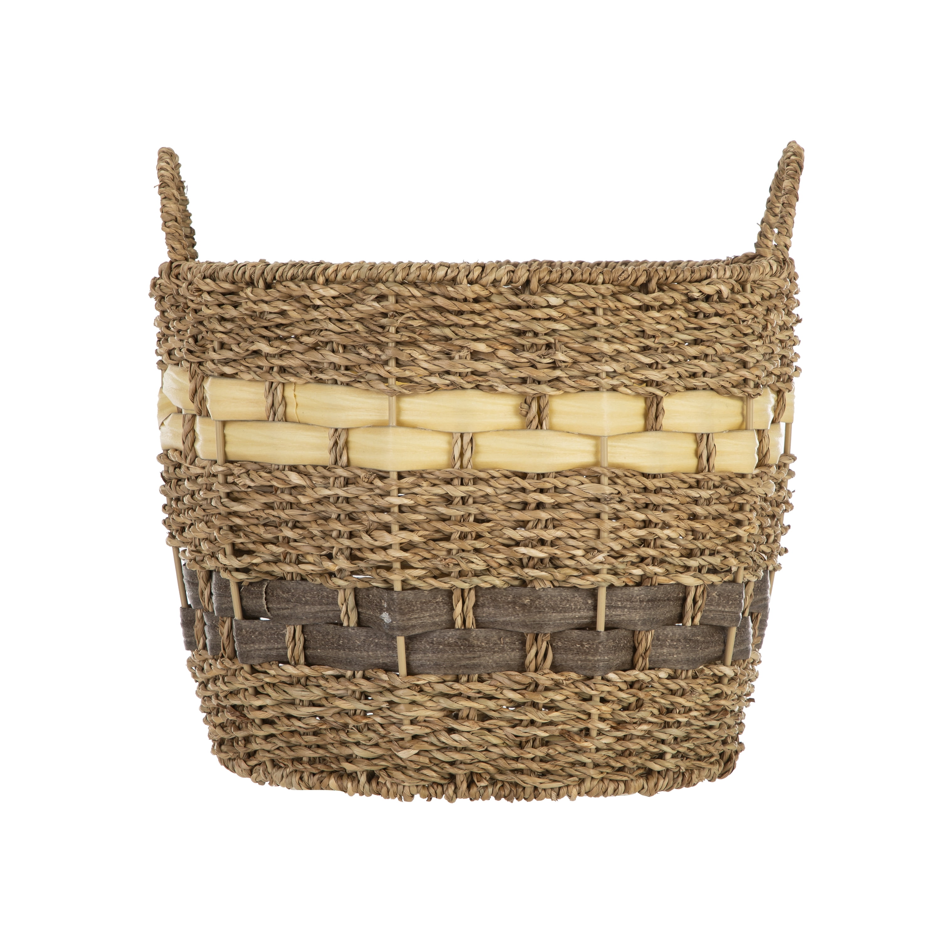 Homezone Brown and Yellow Handwoven Seagrass Basket