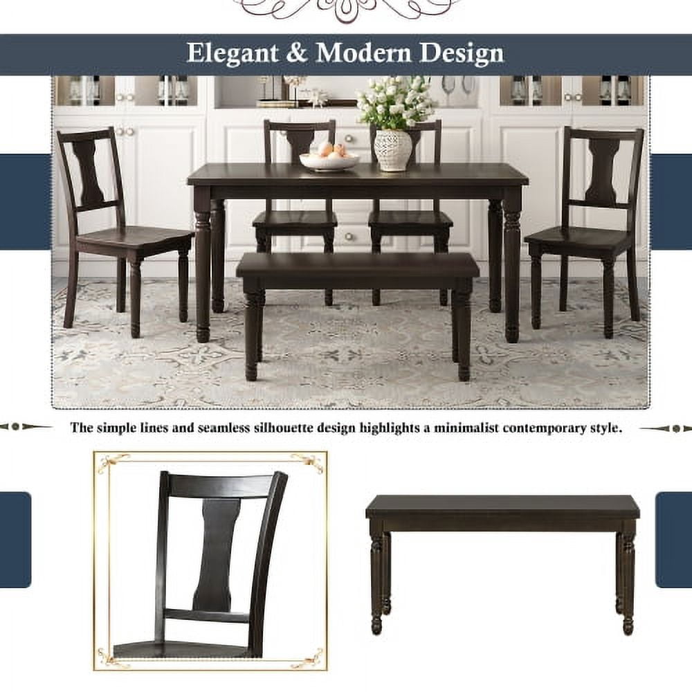 6-Piece Retro Style Dining Table Set, 60