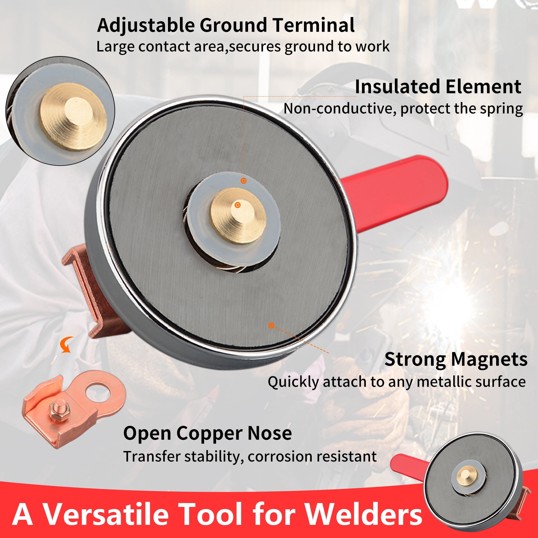 MUTUACTOR 500 AMP Magnetic Welding Ground Clamp, Strong Gripping Quick Release Magnetic Mount Welding Support Clamp Tools for Welding Cutting Factories Industries Work Shop and Instrument Processing