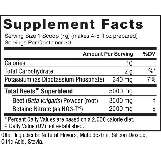 Total Beets Drink Mix Superfood Powder with Nitrates to Support Circulation, Blood Flow, Nitric Oxide, Energy, Endurance, and Stamina, Cardiovascular Heart Health Supplement, Force Factor, 30 Servings