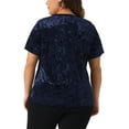 thumbnail image 3 of Agnes Orinda Women's Plus Size St. Patrick's Day Tops Crew Neck Short Sleeve Tee Tops Velvet T-Shirt 1X Dark Blue, 3 of 6