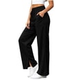 thumbnail image 2 of Aezemi Baggy Long Sweatpants Women Drawstring Split Hem Lightweight Elastic Waist Workout Pants Winter Fall Fashion High Waisted Loose Trousers with Pockets XL, 2 of 8