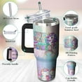 thumbnail image 3 of 40 Oz Butterfly Tumbler with Handle and Straw, Double Wall Stainless Steel Butterfly Cup, Butterflies Coffee Mug Keeps Drinks Cold & Hot Gifts for Women Mom Friends for Birthday, Chrismas, 3 of 6