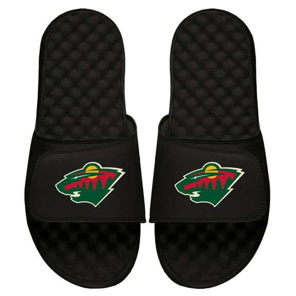 Men's ISlide Black Minnesota Wild Primary Logo Slide Sandals