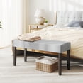 thumbnail image 4 of Costway 2 PCS Upholstered Bench with Padded Seat Solid Rubber Wood Legs for Living Room, 4 of 9