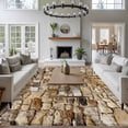 thumbnail image 3 of Brown Beige Stones Area Rugs 5'x8', Washable Small Throw Rugs for Classroom Bedroom, Farmhouse Stones Modern Art Indoor Outdoor Rug Non-Slip Low Pile Carpet Runner Reversible Floor Mats, 3 of 8