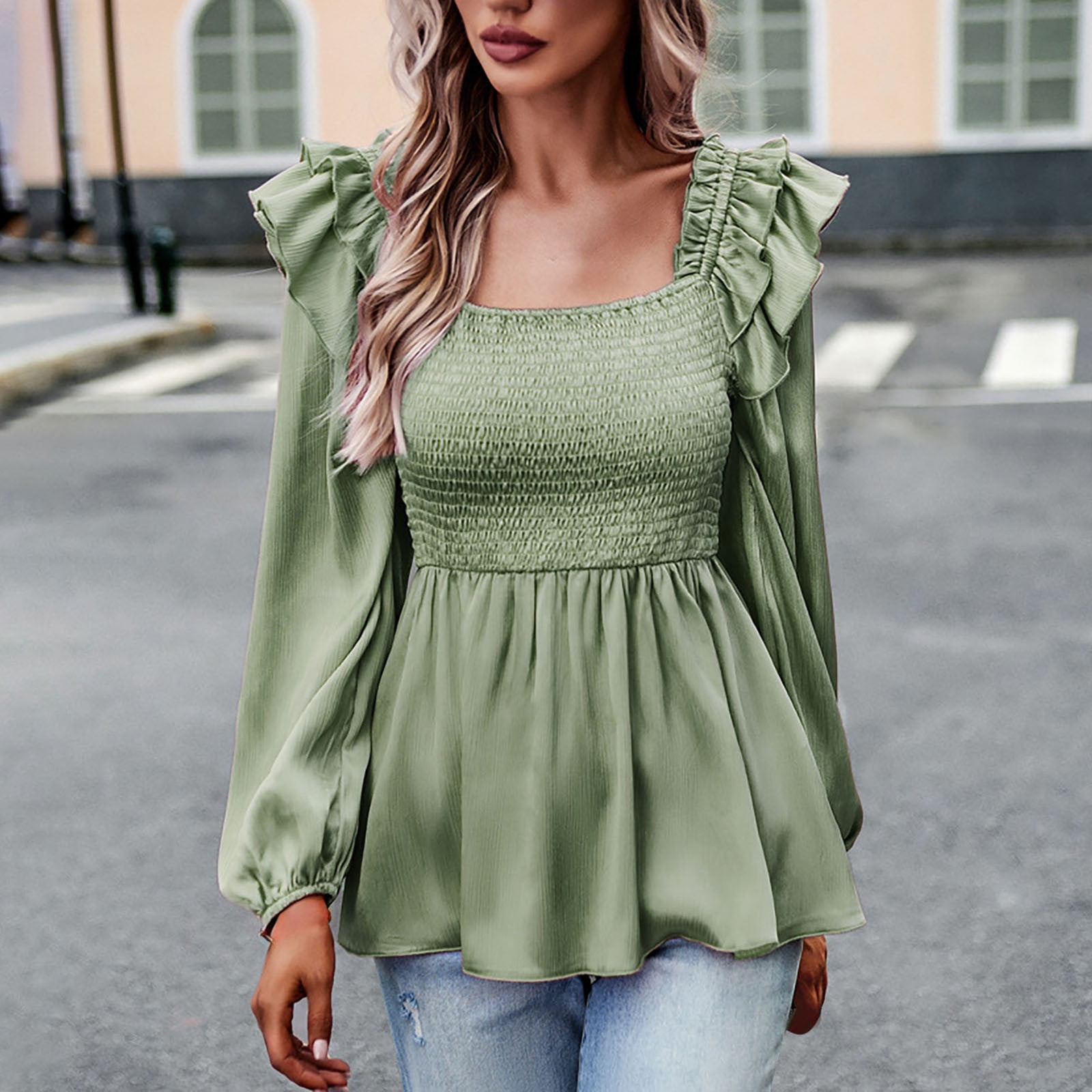 トップス SQUARE NECK LADY LIKE PLEATS TOP Amazon.com: GeRRiT Womens Square Neck Tops Pleated Short