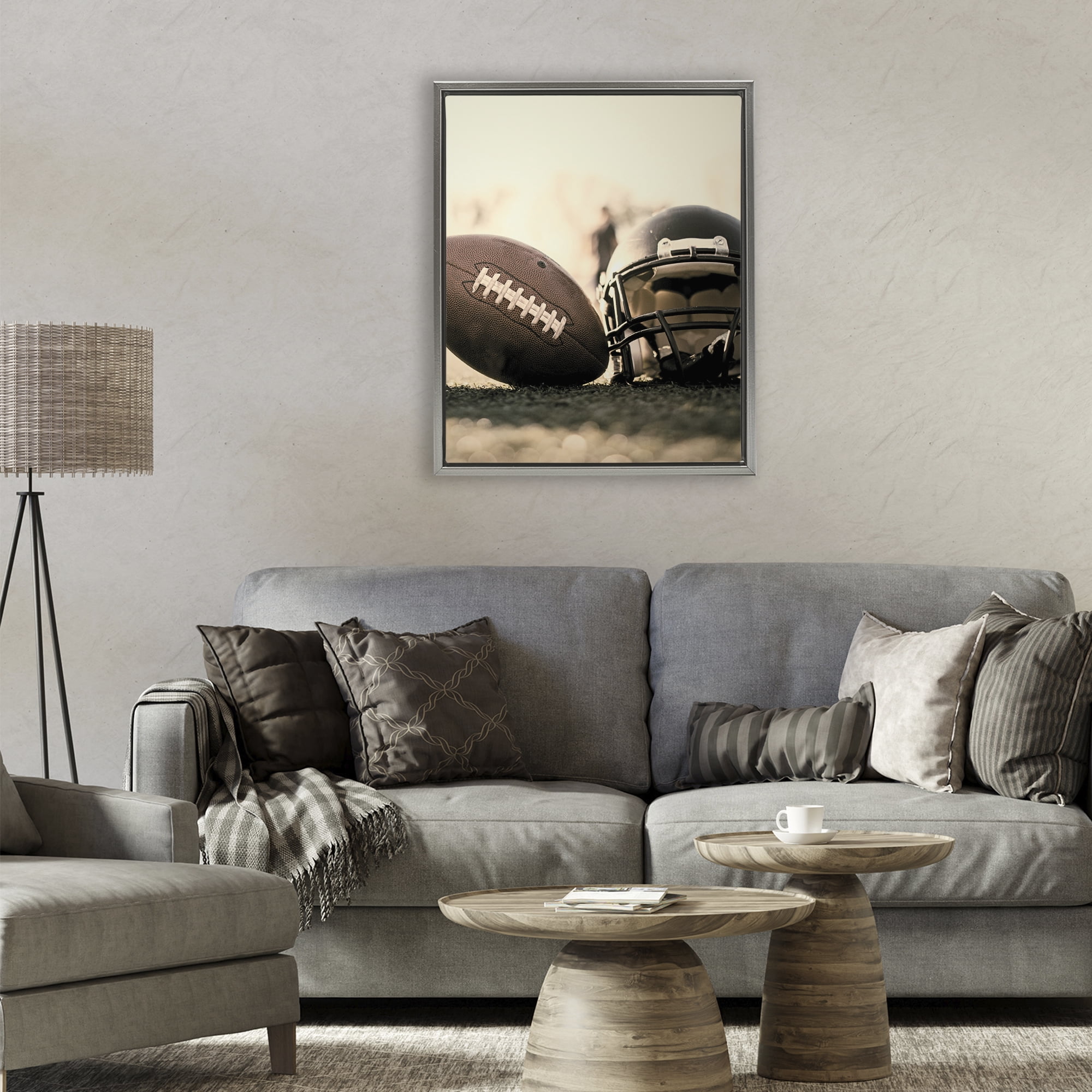 Stupell Industries Football Stand Alone Gray Framed Floater Canvas Wall Art, design by Jesse Keith