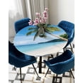 thumbnail image 5 of nqOlkjepod Coastal Tropical Round Tablecloth, Fitted Table Cover with Elastic for 55"-60" Round Tables, Blue Sky Coconut Tree Summer Beach Table Cloth Outdoor Dinning Party Waterproof Tablecloths, 5 of 6