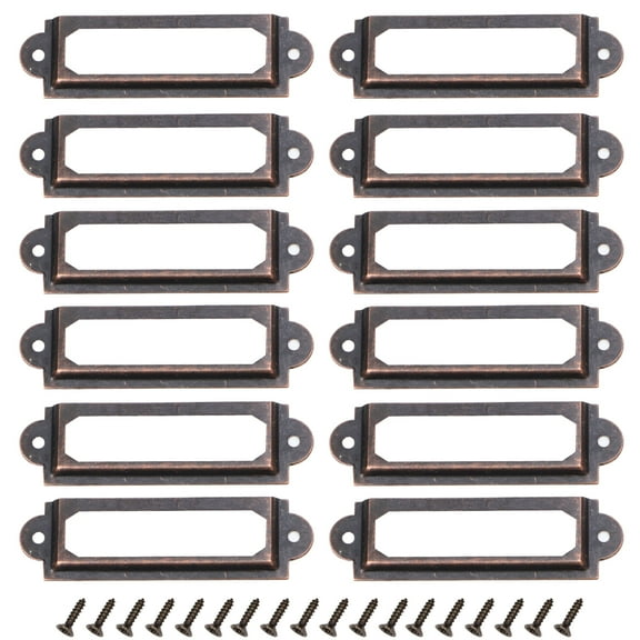25 Pcs Retro Metal File Drawer Tag Labels Pull Labels Holder Tag Holder Drawer Accessories with 50pcs Screws for Cabinet