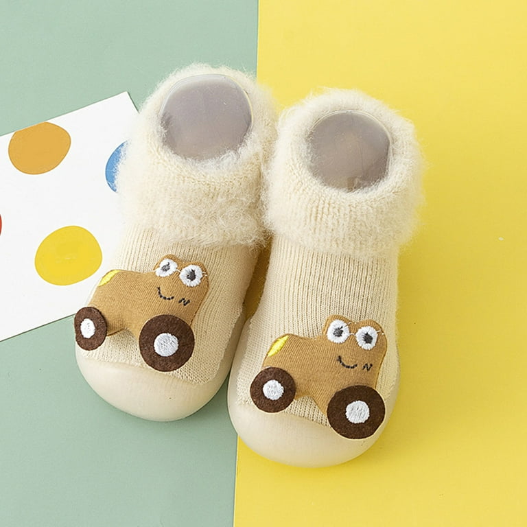 TAIAOJING Baby Toddler Floor Sock Shoes First Walkers Cute Cartoon Animals Thickened Warm Antislip Prewalker Sneaker Non Slip Shoe