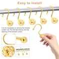 thumbnail image 4 of Dznils Rustproof Metal Hollow Ball Shower Curtain Hooks, Gold, Set of 12, 4 of 11