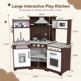thumbnail image 3 of Wooden Kids Pretend Play Corner Kitchen Set Cooking Playset Toddler Toy Gift with Sounds & Lights(Brown), 3 of 20